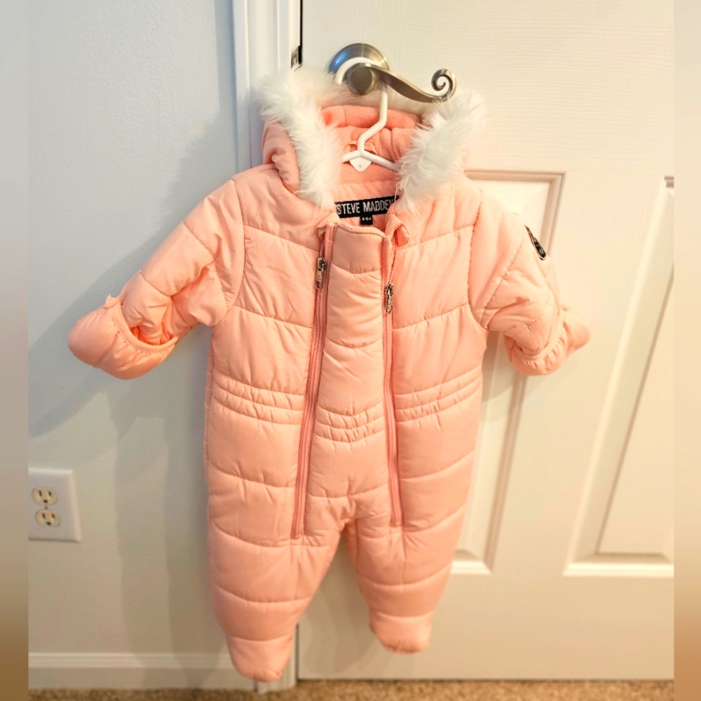 Steve Madden Blush Pink Hooded Snow Suit - EUC!